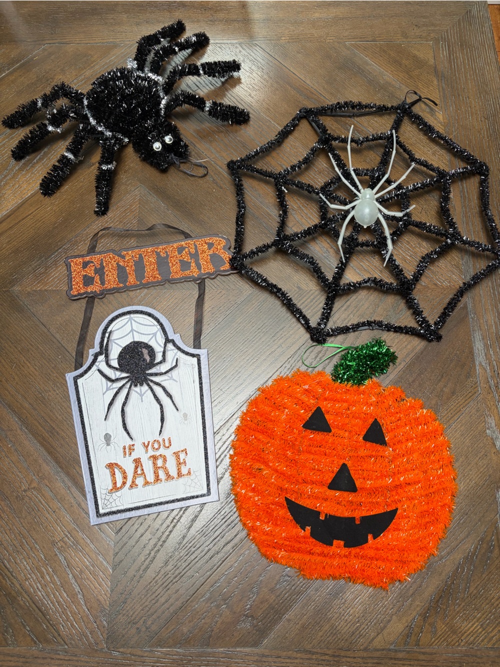 Halloween Spider Web Pumpkin Trick or Treat Decor Lot